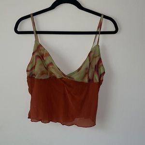 Super cute and trendy rust tank top, abstract pattern
